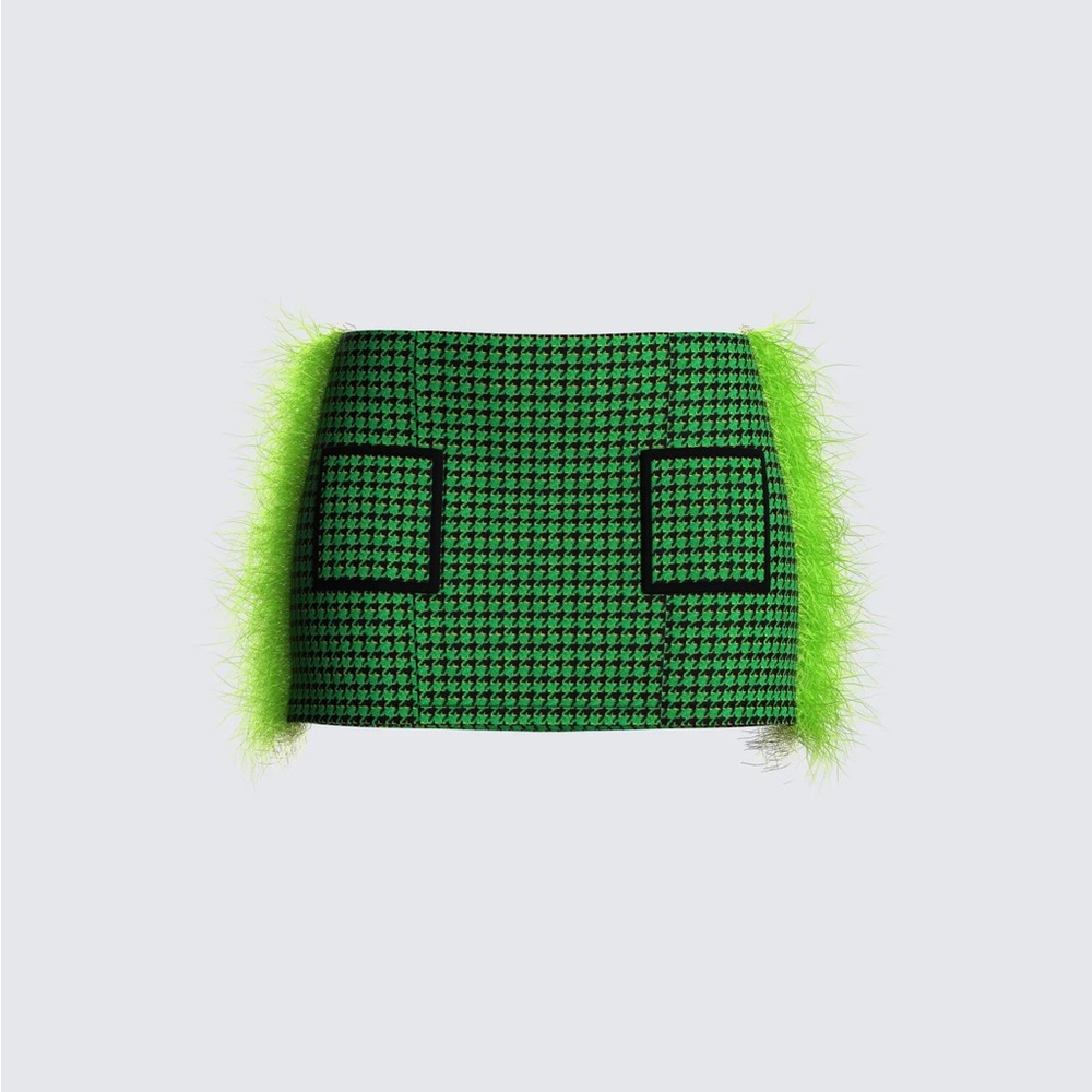 FINESSE Misty Green Houndstooth Skirt